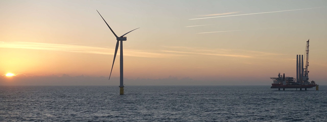 A photo of a RWE offshore wind farm in the UK