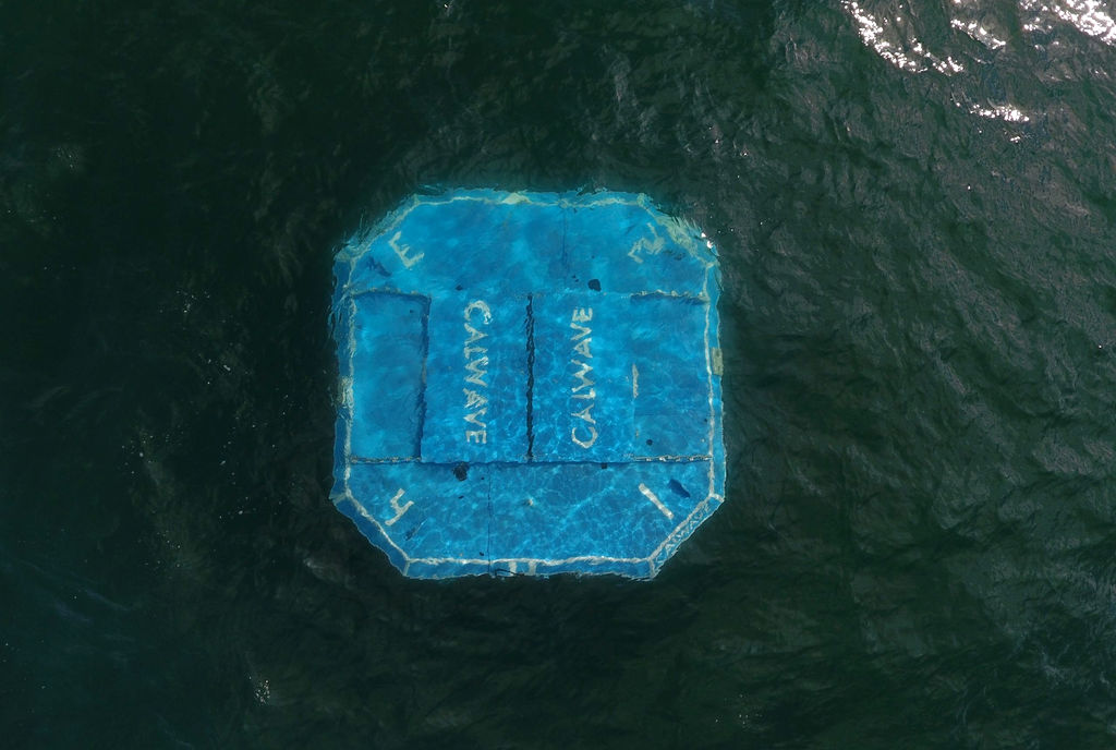 Photo showing the submerged CalWave x1 wave energy device (Courtesy of CalWave Power Technologies)