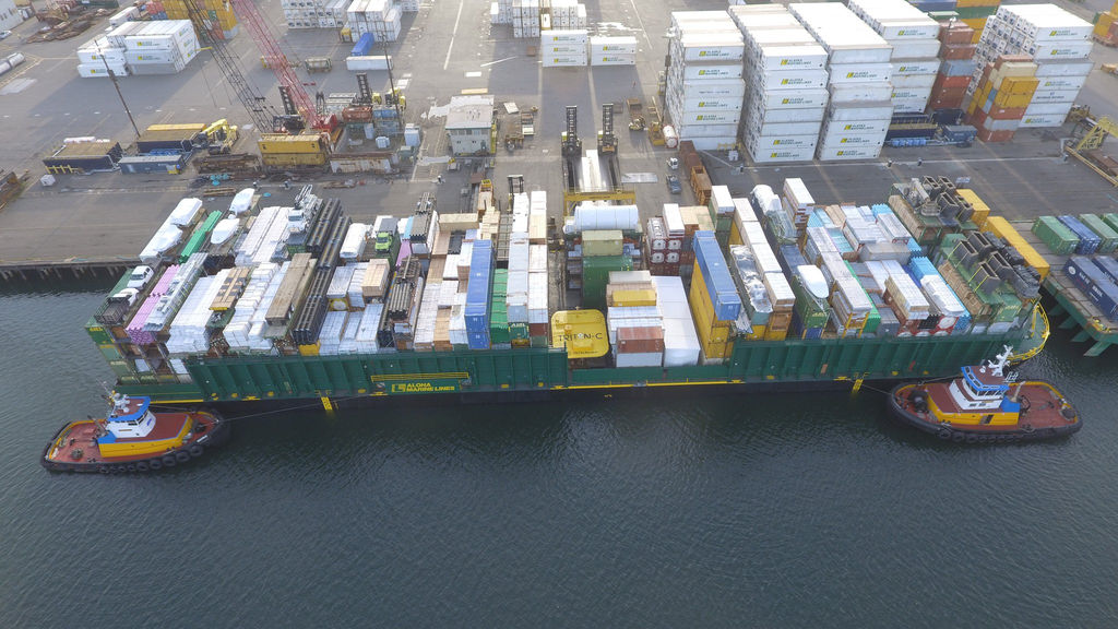 Photo showing Triton-C onboard Aloha Marine Lines barge (Courtesy of Oscilla Power)