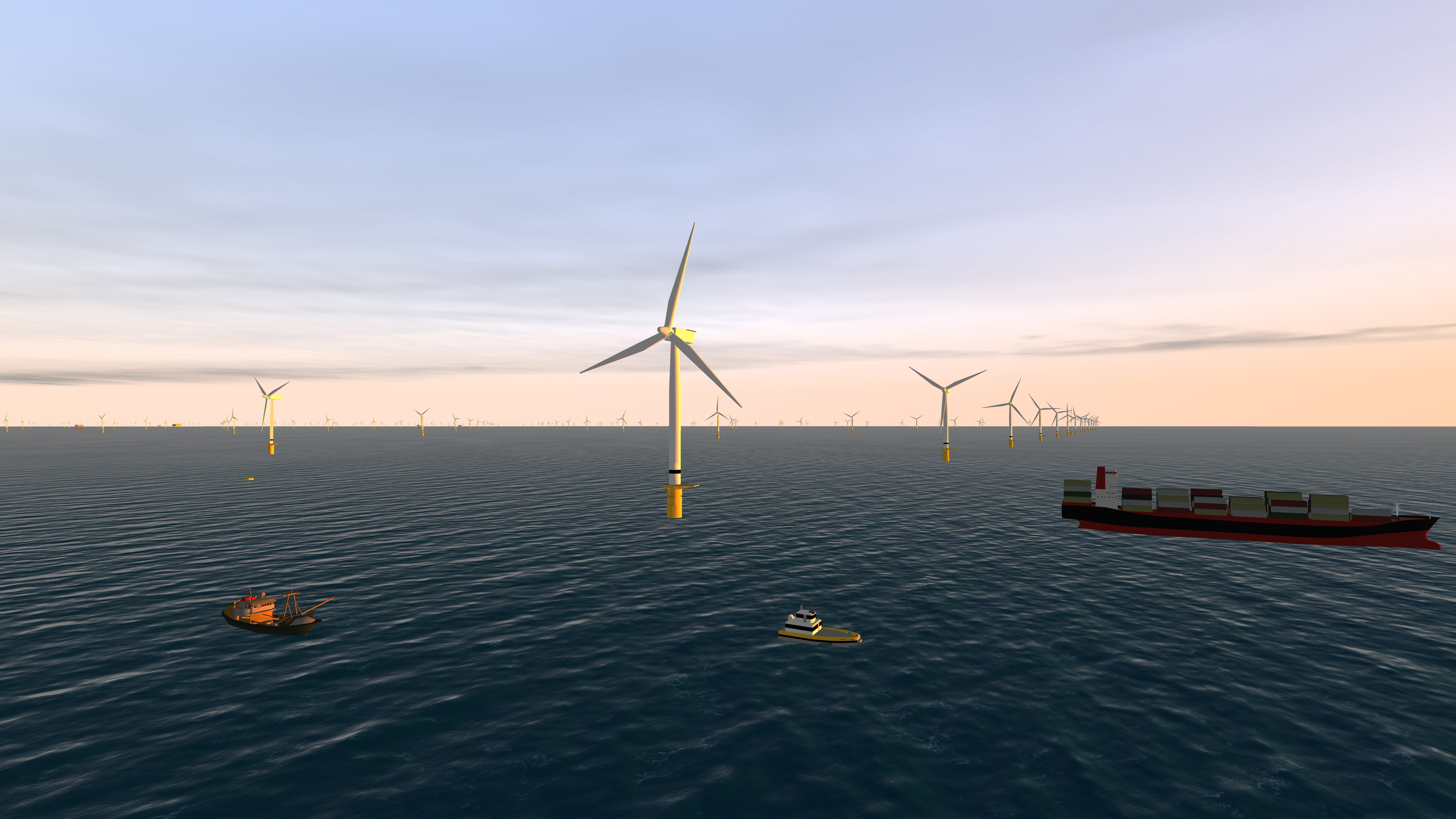 A visualization of the Sofia offshore wind farm