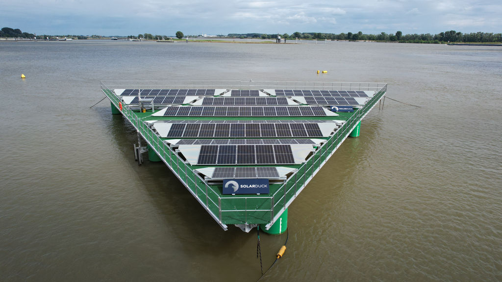 SolarDuck’s offshore floating solar solution, King Eider (Courtesy of SolarDuck)