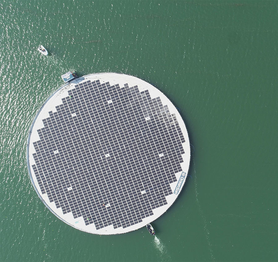 The 0.5MW floating solar unit at Banja reservoir (Courtesy of Ocean Sun)