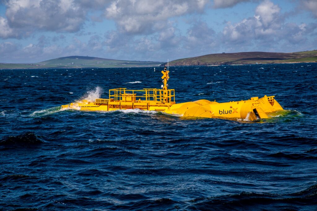 Mocean Energy’s Blue X device in operation at EMEC (Courtesy of Mocean Energy/Photo by Colin Keldie)