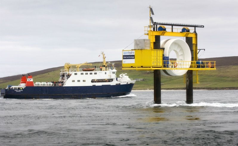 OpenHydro's test platform at EMEC's Fall of Warness site (Courtesy of OpenHydro/Archive)