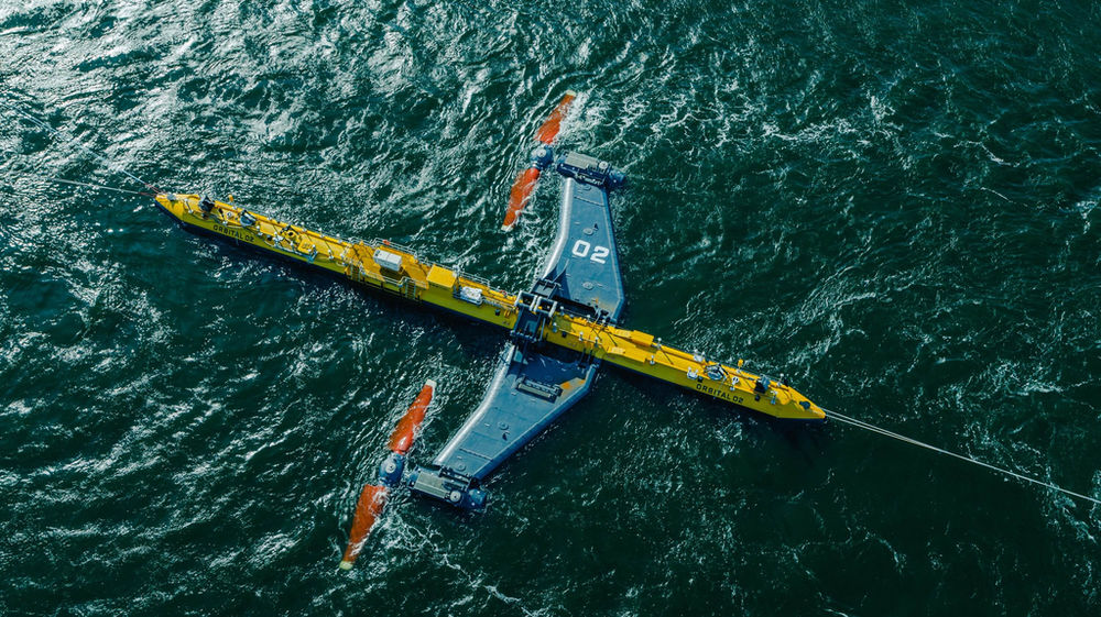 Photo showing Orbital Marine’s O2 tidal energy turbine (Courtesy of Orbital Marine Power)