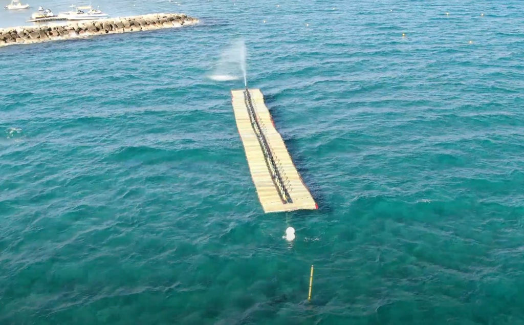 Photo showing Wave Line Magnet under tests in Larnaca Bay (Courtesy of SWEL)
