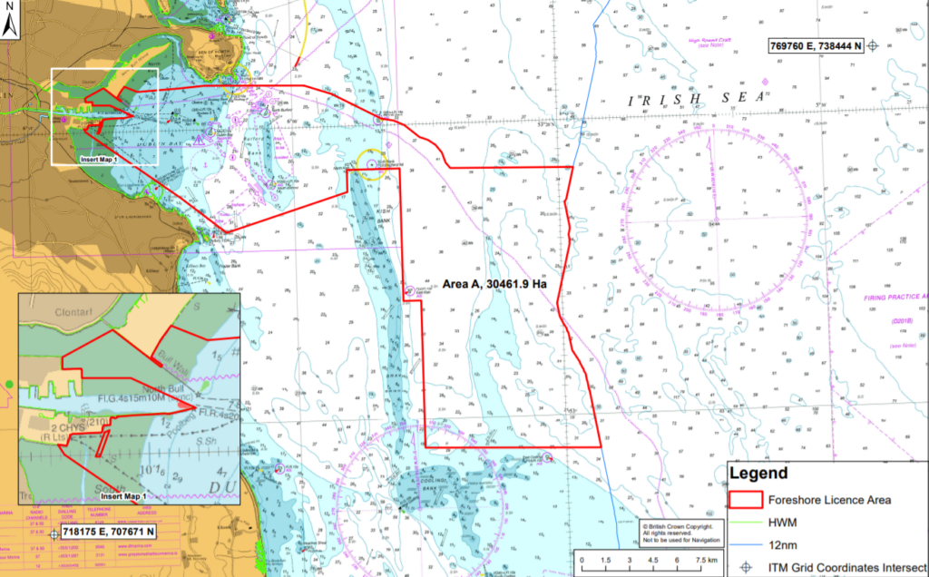 A map showing Sea Stacks offshore wind project location