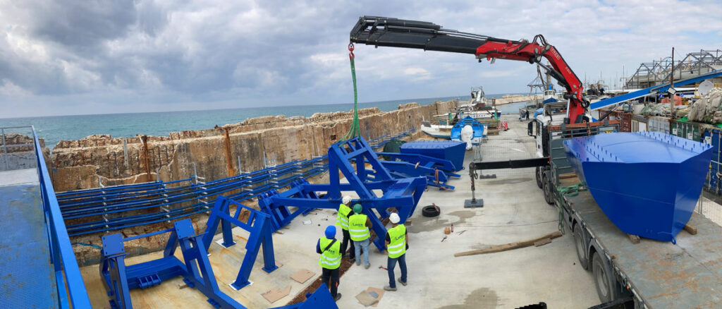 Ongoing works for EWP-EDF One wave energy project at Jaffa Port, Israel (Courtesy of Eco Wave Power)