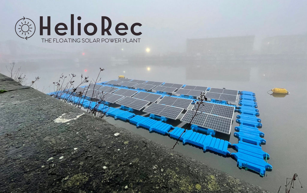 HelioRec's floating solar pilot in the Port of Oostende (Courtesy of HelioRec)