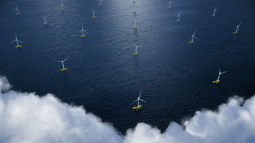 Concept for MPS' combined floating offshore wind and wave energy farm (Courtesy of MPS)