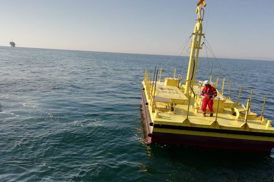 Eni’s ISWEC, a hybrid wave and photovoltaic power converter (Courtesy of Ocean Energy Europe)