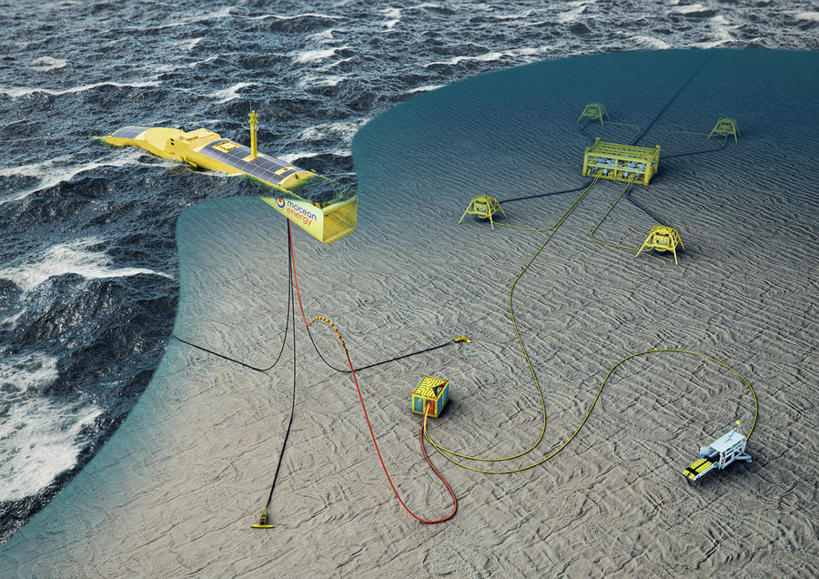 Mocean Energy’s Blue Star wave energy device powering subsea assets (Courtesy of Mocean Energy)