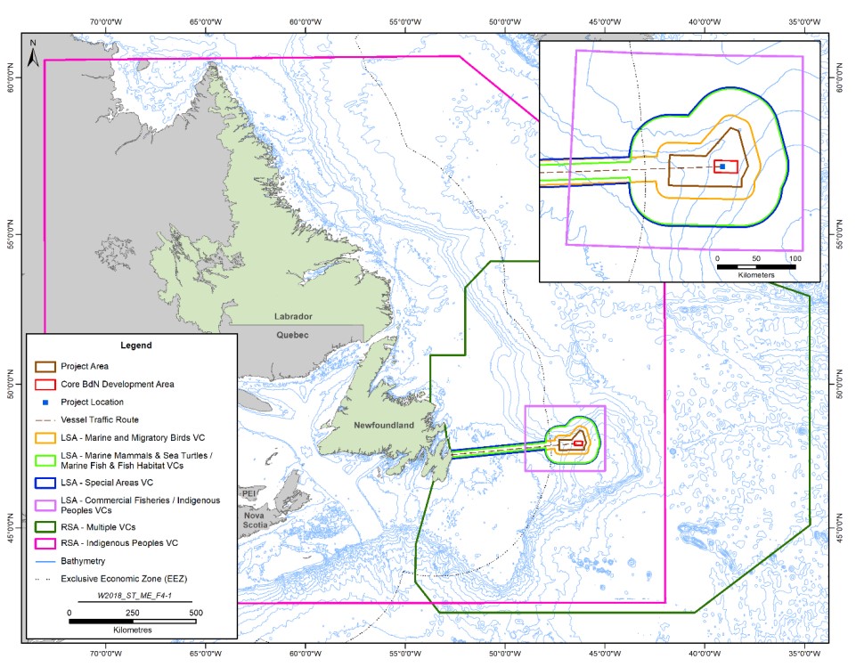 Bay du Nord project location and project environmental assessment study areas - Canada - Equinor