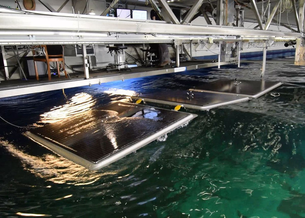 Sunlit Sea’s floating solar technology during tank trials (Courtesy of Sunlit Sea)