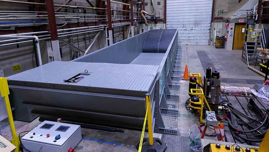 NREL’s new wave tank being installed in Colorado (Courtesy of NREL/ Photo by Joe DelNero)