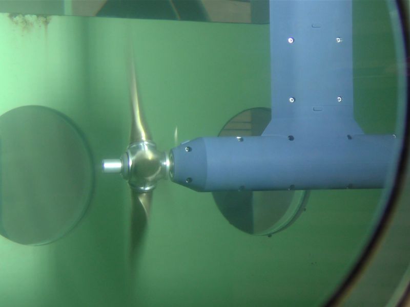 Scaled tidal turbine being tested at SSPA (Courtesy of NEMMO)
