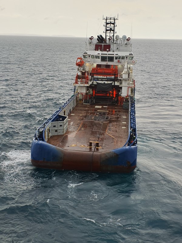 GO Spica support vessel preparing to tow the Valaris MS-1 rig to the Sasanof-1 exploration well location; Source: Western Gas