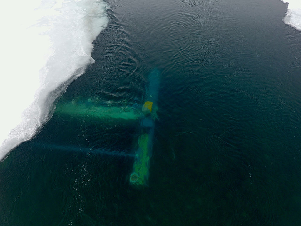 RivGen device operating in the Kvichak River in Alaska, February 2021 (Courtesy of ORPC)