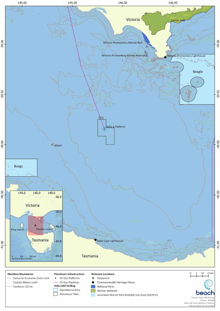 Location of Yolla infill drilling; Source: Beach Energy