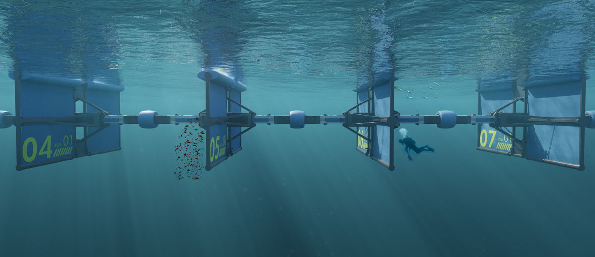 Wavepiston wave energy system (Courtesy of Wavepiston)