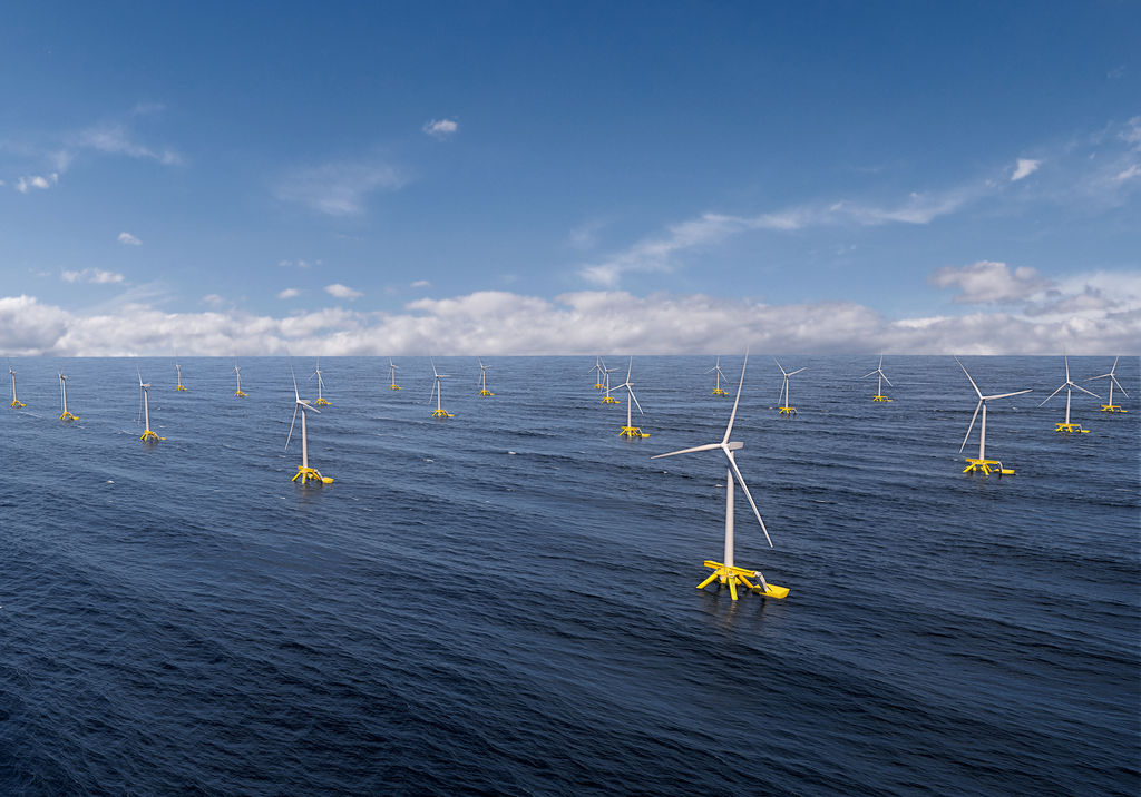 Illustration/Floating wind with wave energy farm based on DualSub concept, developed by Welsh company Marine Power Systems (Courtesy of Marine Power Systems)