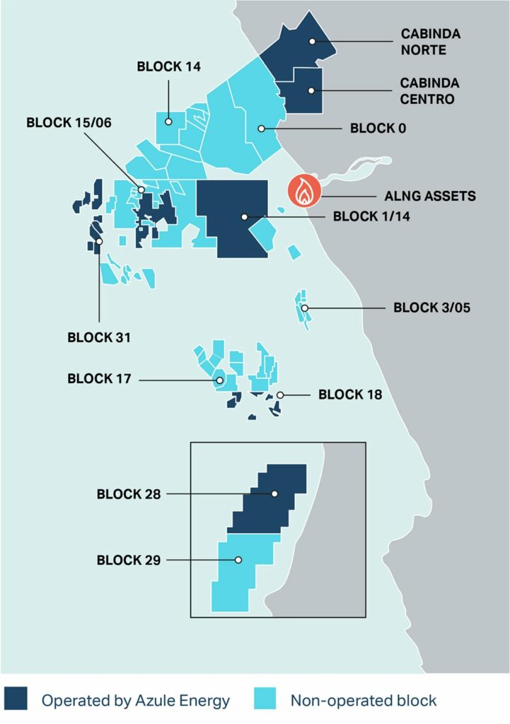 Map of Azule Energy's assets - Angola