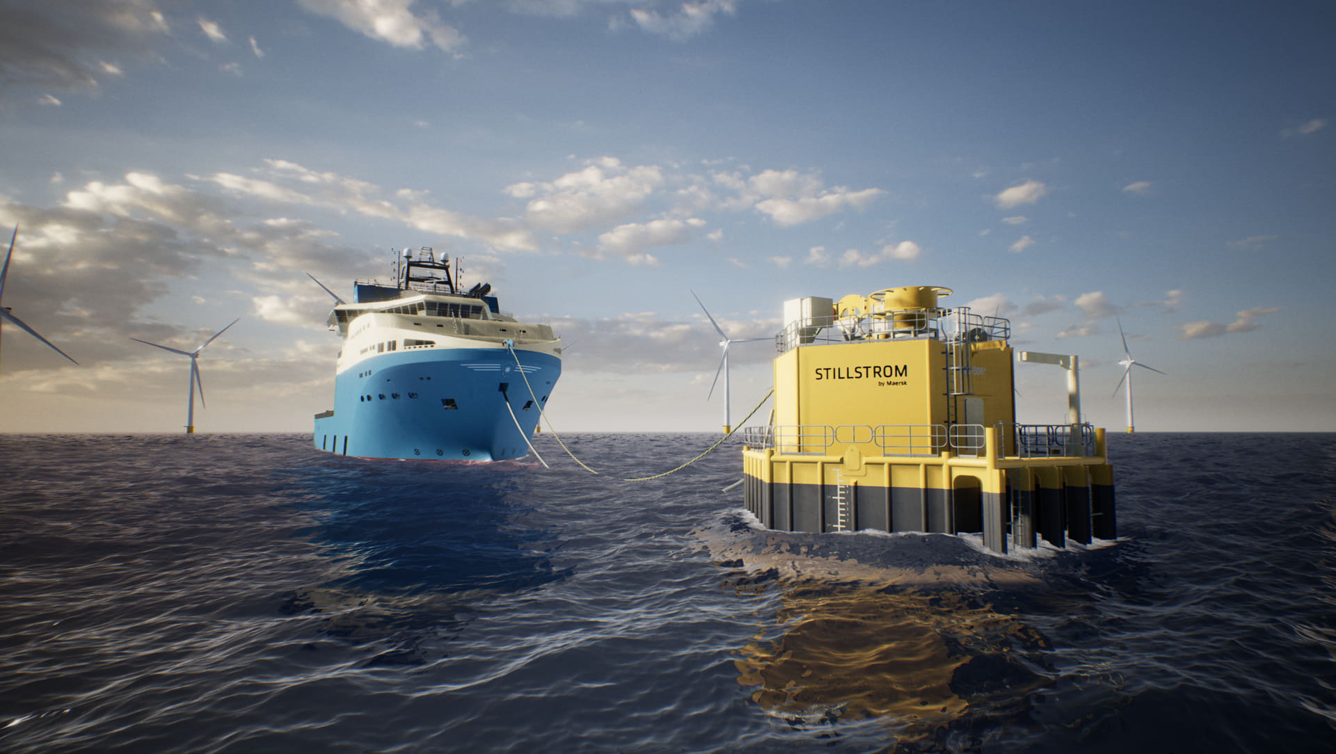 An image rendering of the Stillstrom offshore charging solution