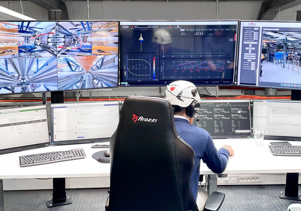 Control room for CorPower Ocean’s dry-test facility for wave energy converters (Courtesy of CorPower Ocean)