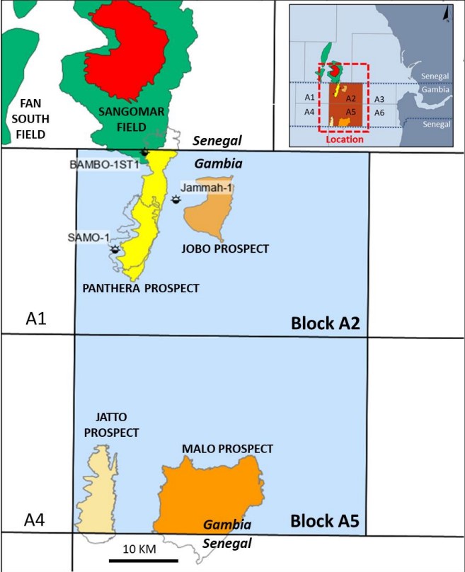 Block A2 and A5 prospects map; Source: FAR