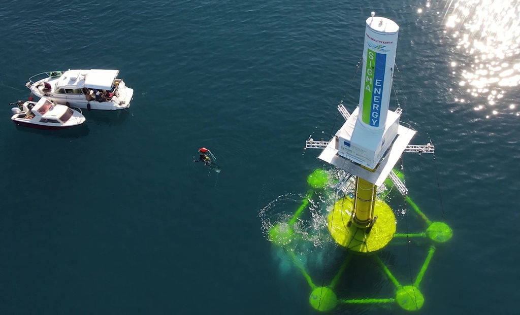 Sigma Energy’s full-scale device installed in the Adriatic Sea (Courtesy of Ocean Energy Europe)