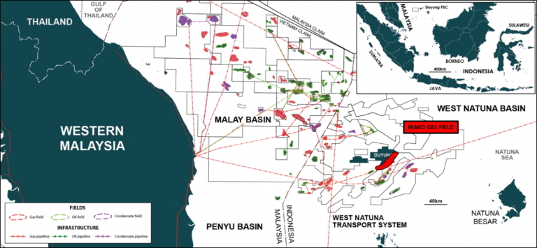 Mako gas field, Duyung PSC, Indonesia; Courtesy of Empyrean 
