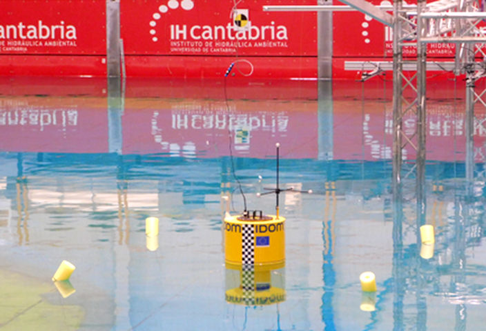 IDOM’s Marmok wave energy device during tank trials (Courtesy of EuropeWave project)