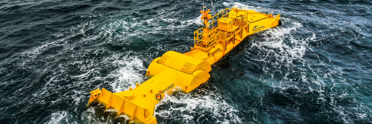 Illustration/Mocean Energy’s Blue X wave energy device offshore Orkney (Courtesy of Mocean Energy/Photo by Colin Keldie)