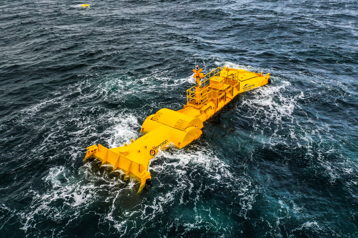 Illustration/Mocean Energy’s Blue X wave energy device offshore Orkney (Courtesy of Mocean Energy/Photo by Colin Keldie)
