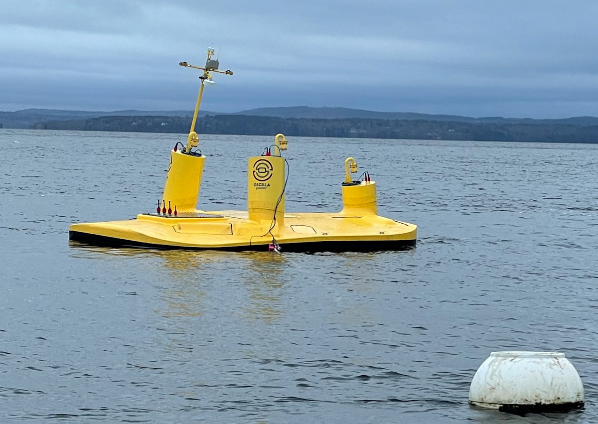 Oscilla Power’s 1:6 prototype deployed offshore Maine (Courtesy of Oscilla Power)