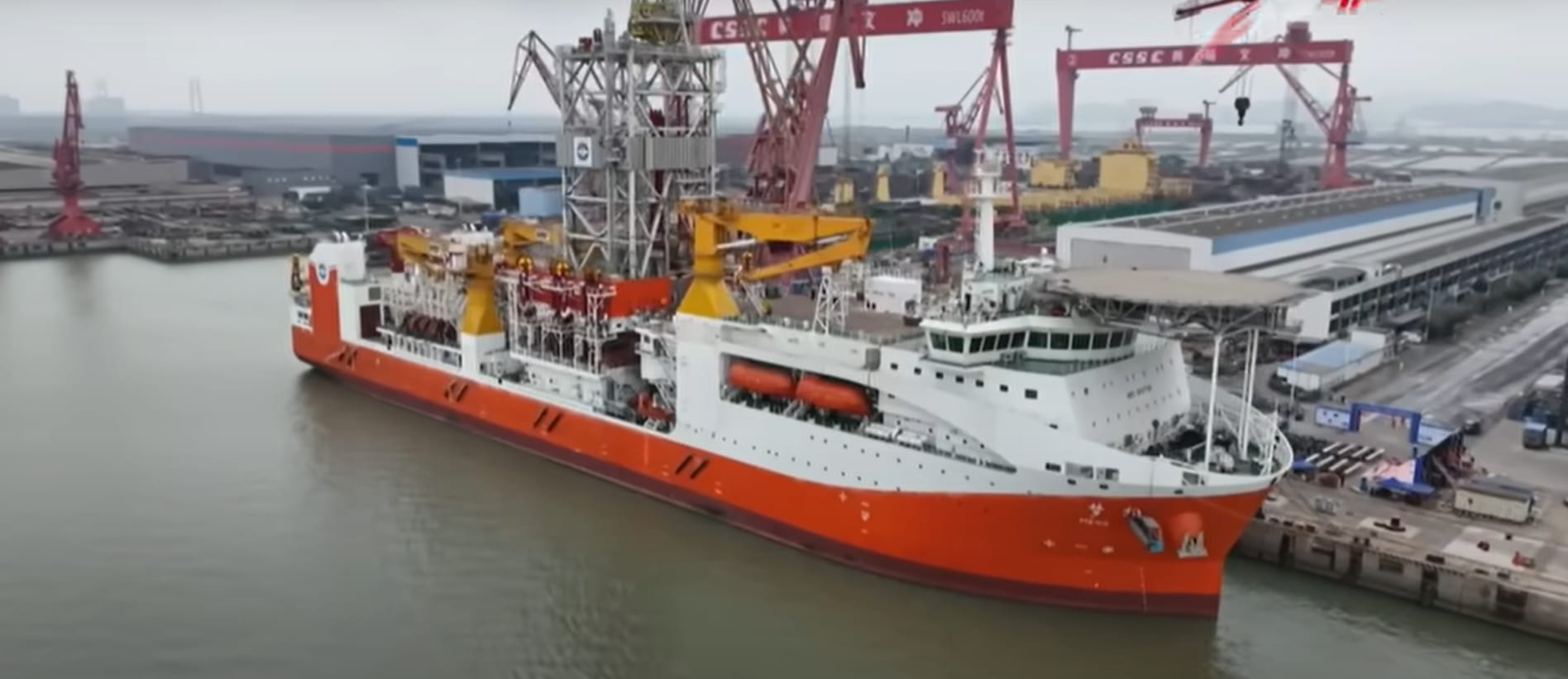 China's first domestically built drillship, named Mengxiang or Dream; Source: CCTV