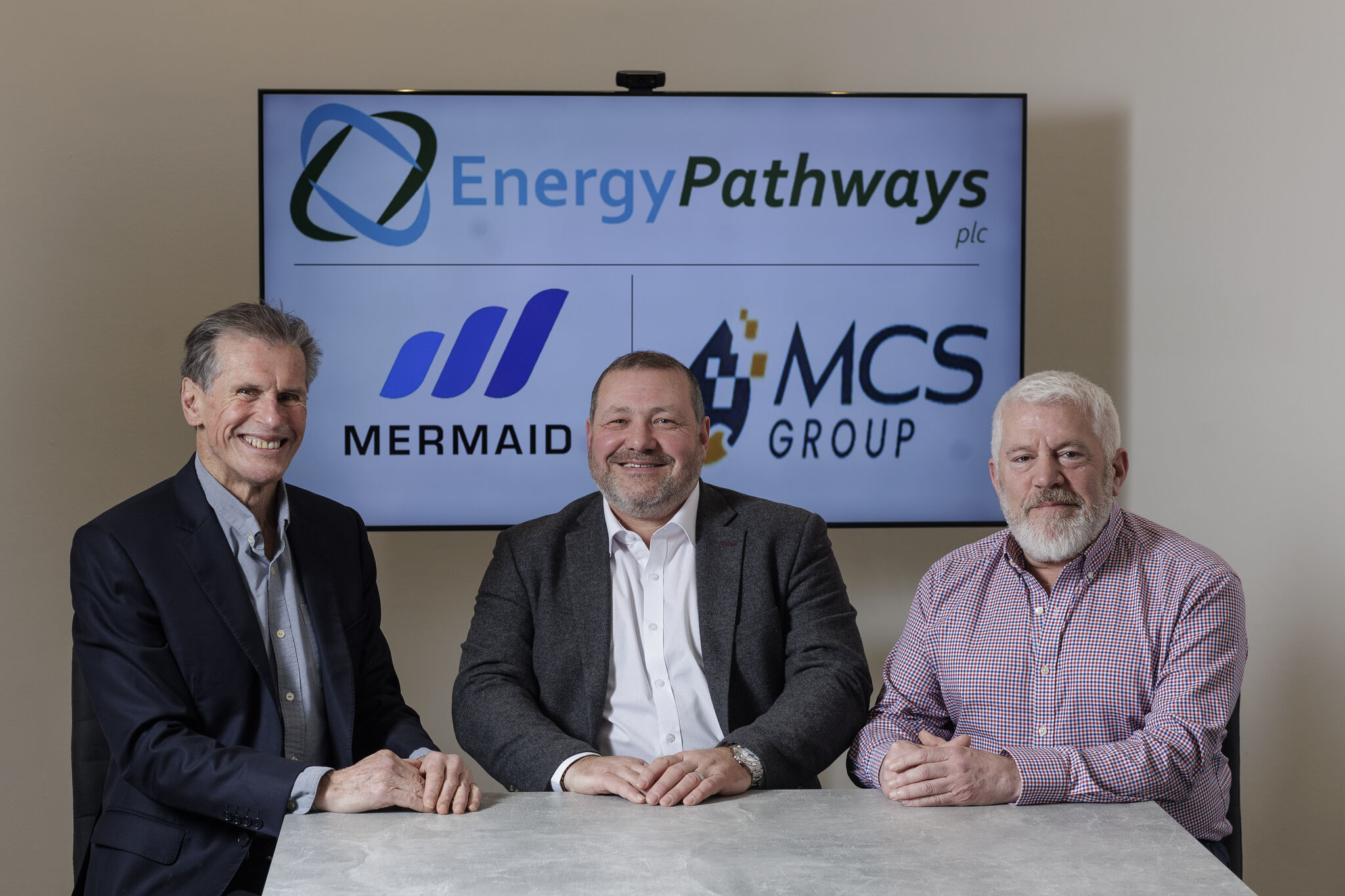 L-R: Graeme Marks, Director & Co-Founder, EnergyPathways; Scott Cormack, Regional Director, Mermaid Subsea Services UK; and Charlie Hughes, Pipelay Services Manager, MCS Group