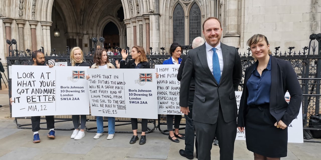 ClientEarth lawyers, Sam Hunter Jones and Sophie Marjanac, outside the High Court on the first day of the hearing; Source: ClientEarth