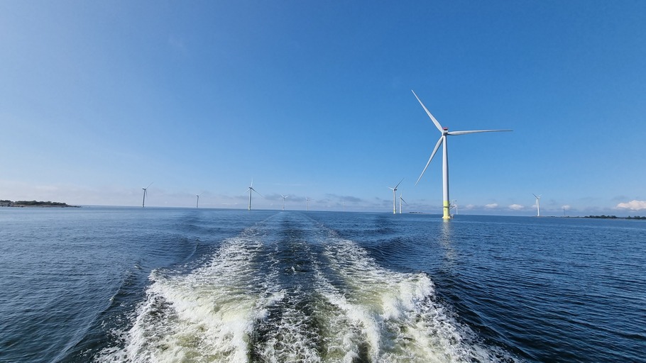 Tahkoluoto, Finland's first commercial offshore wind farm, photographed from a vessel