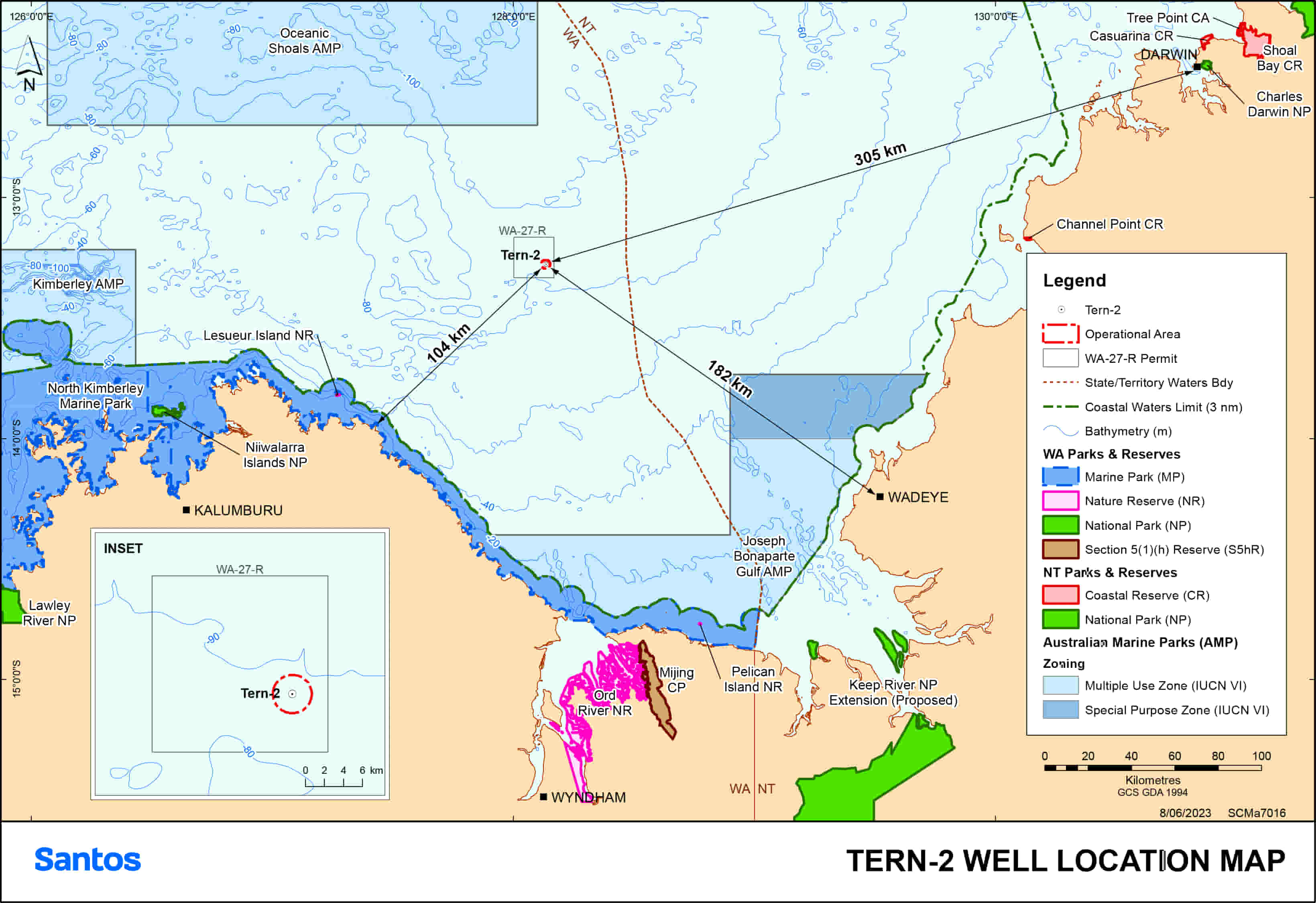 Map of Tern-2 well location; Source: Santos