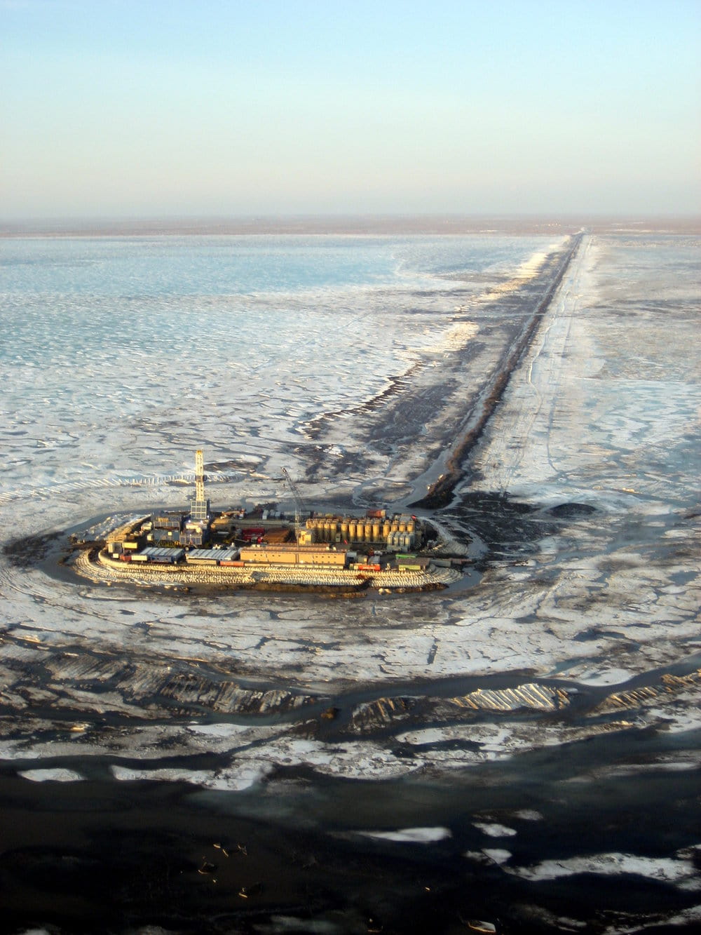 Oooguruk development, which represented the third offshore production facility to be constructed in the Alaskan Beaufort Sea, is partially protected from wave and ice attack by virtue of its location in the shallow waters of the Colville River Delta; Source: Coastal Frontiers