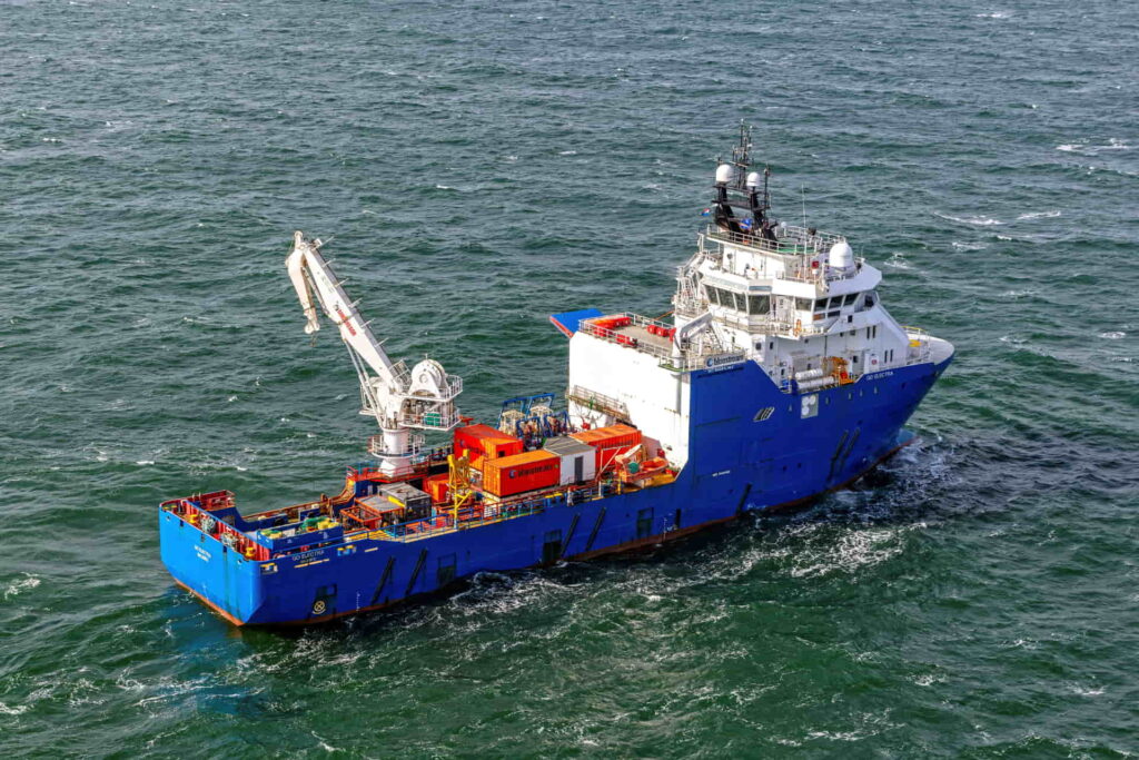 An aerial photo of the Go Electra vessel at sea