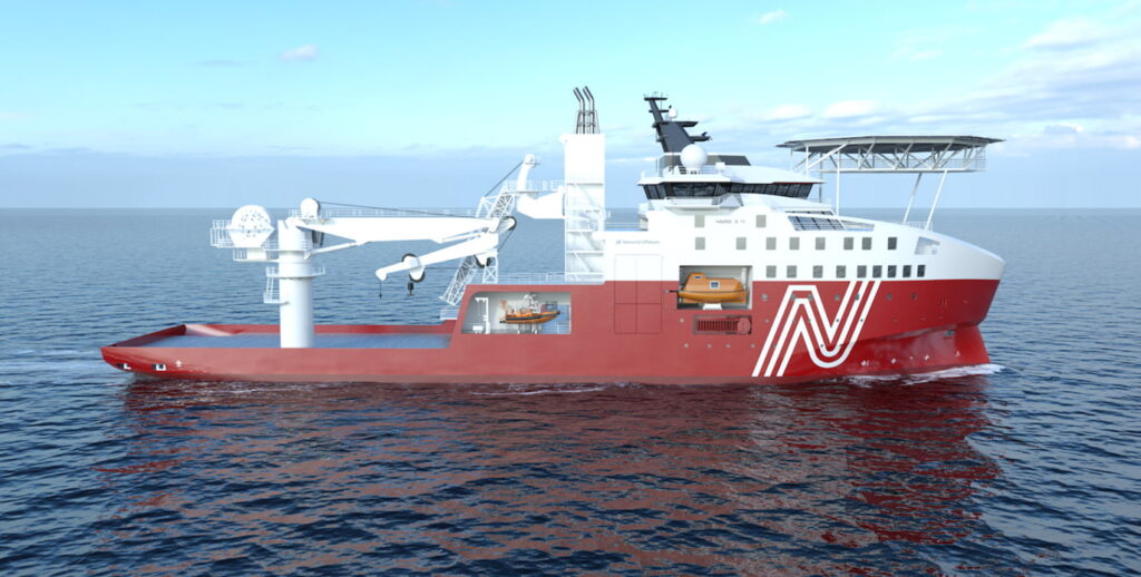 A visualization of the Energy Construction Vessel (ECV) for Norwind Offshore