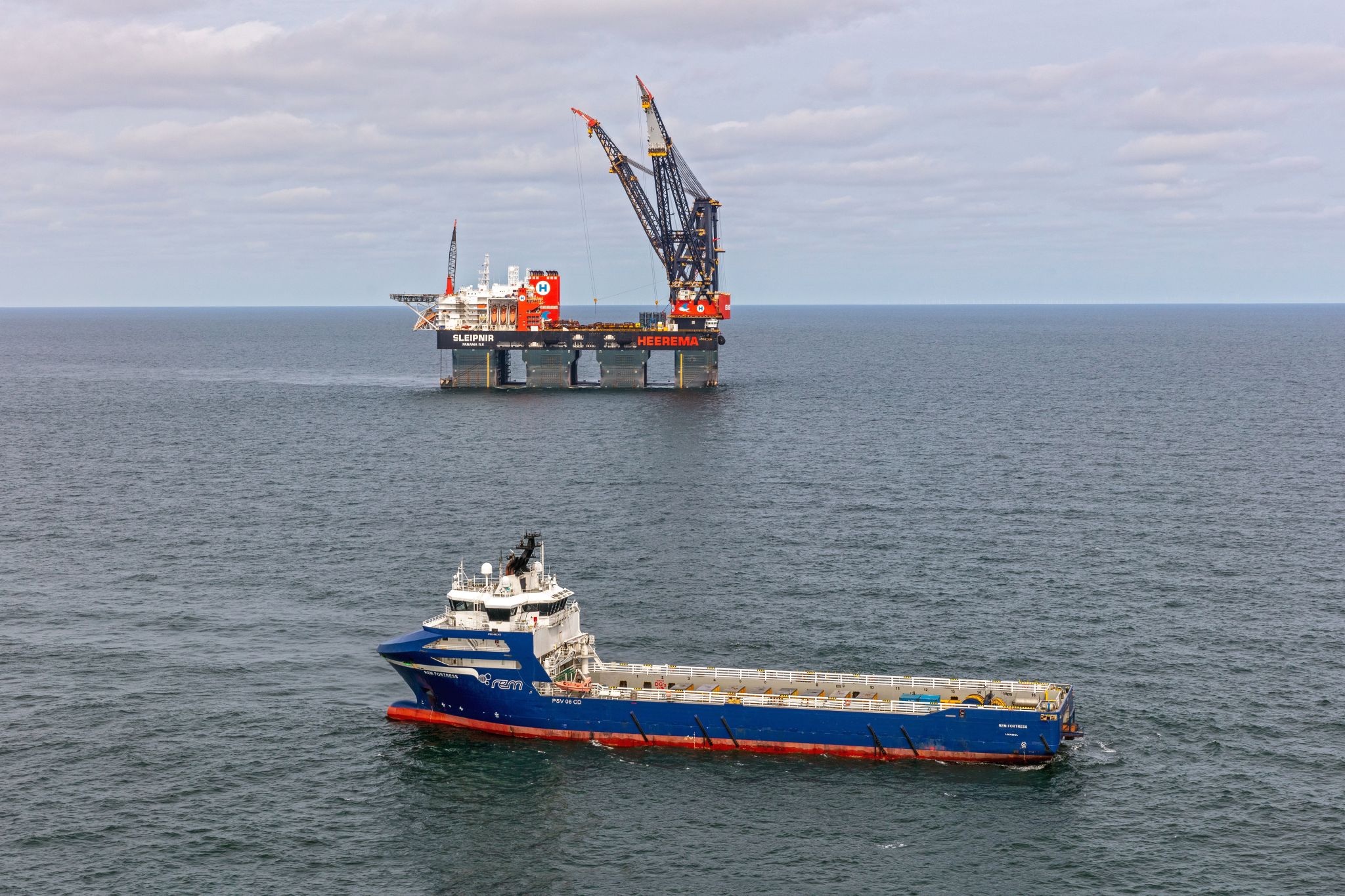 Giant Heerema vessel installs offshore wind-powered gas platform in North Sea