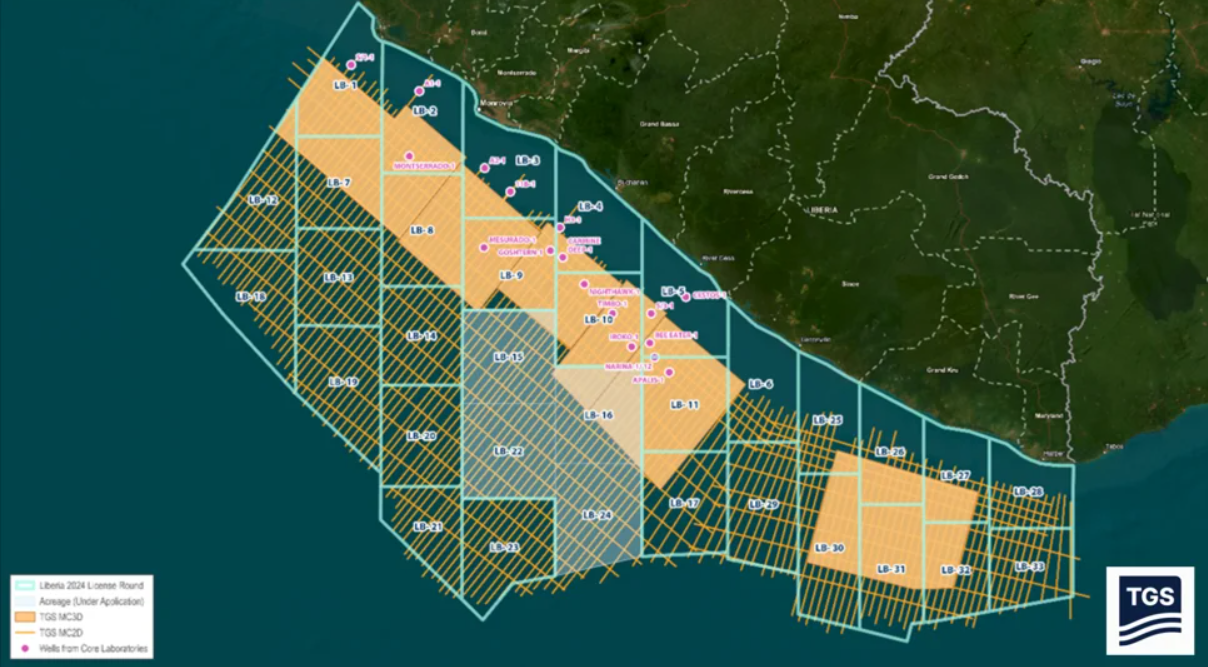 With the assistance of the Norwegian seismic company TGS, the Government of Liberia, through the Liberia Petroleum Regulatory Authority (LPRA), has initiated a direct negotiation licensing round featuring 29 offshore blocks in the Liberia and Harper Basins.