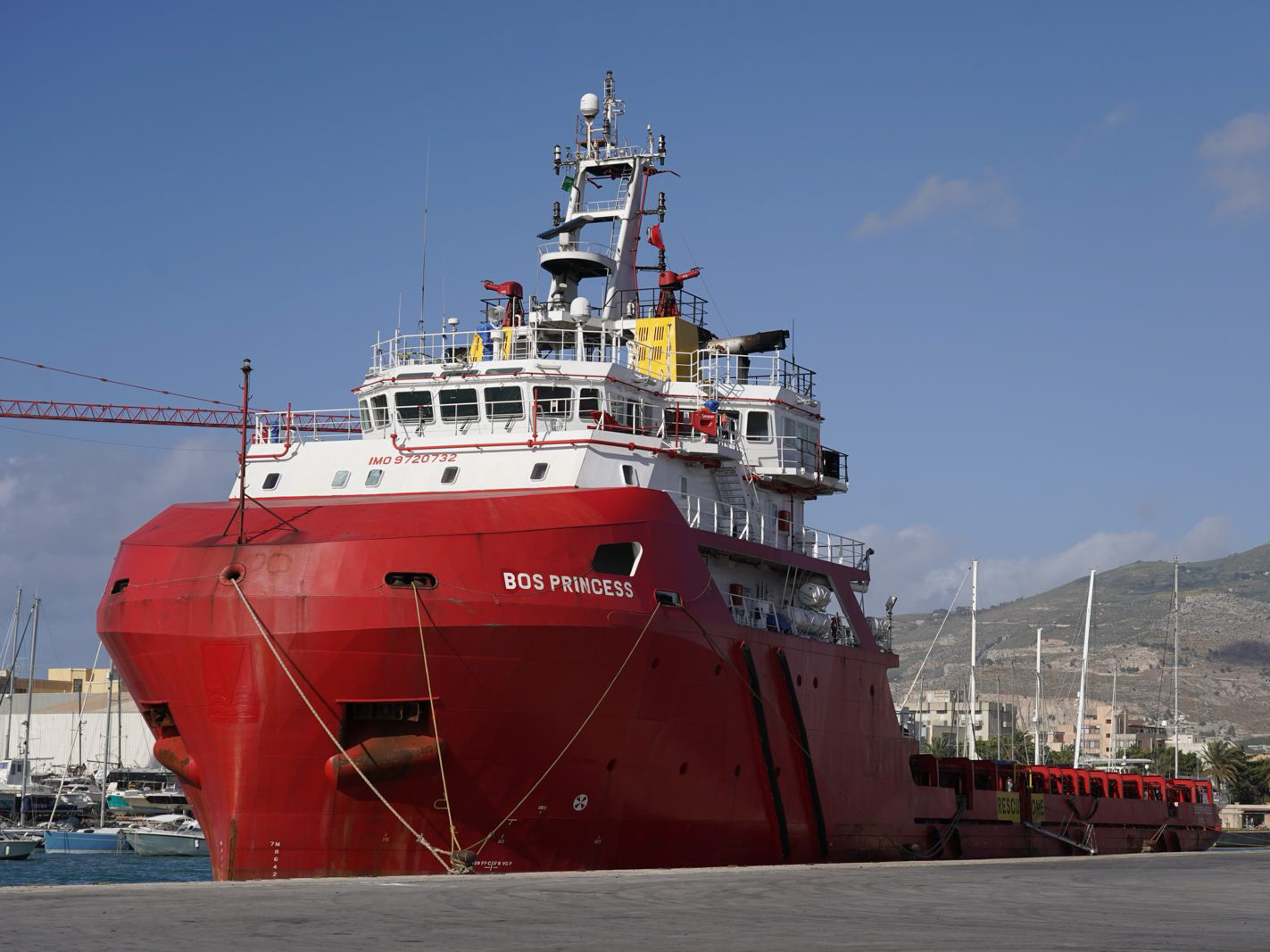 Red and white BOS Princess vessel. Source: Seas Geosciences