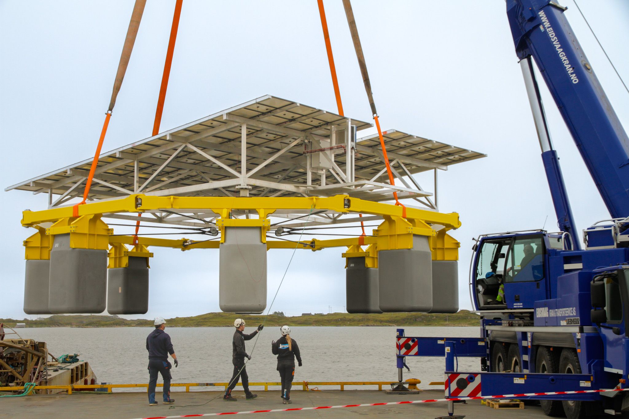 Image of a floating solar as Saipem has launched the first full-scale prototype of XolarSurf, a modular solution in Norway.