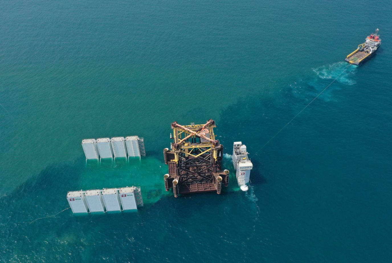 The transportation and launching of the living quarter and utility platform (LQUP) jacket from Malaysia, to ONGC deepwater oil and gas field in India which Boa Offshore carried out for McDermott; Source: Boa Offshore