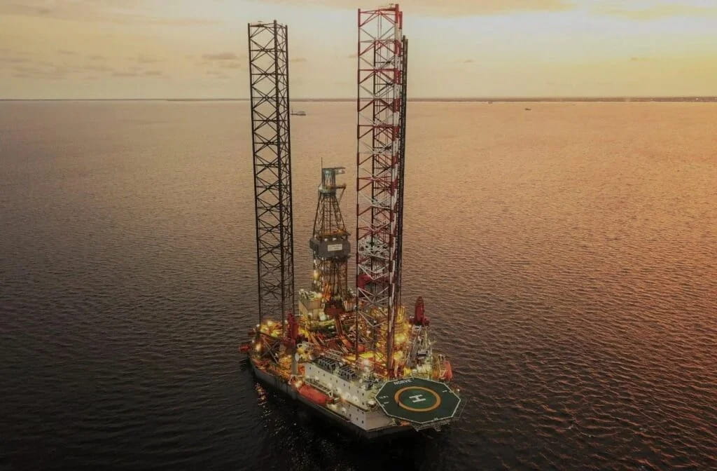 A jack-up rig offshore