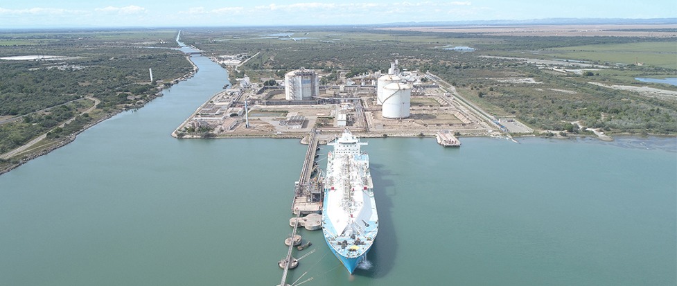 An aerial view of an LNG terminal